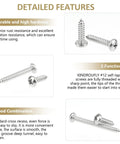 Heavy Duty Size 12 Phillips Pan Head Self Tapping Screw And Wood Screw Assortment Kit featuring detailed features and stainless steel material.
