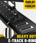 Heavy Duty E Track Cargo Tie Down Kit with O-rings on five foot rails for trailers, trucks, vans, motorcycles 1500 lbs load limit