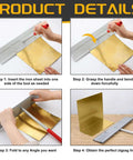 15 Inch Sheet Metal Bender Tool For HVAC Ductwork And Standing Seam Roofing Panels, showing bending process in four steps.