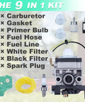 Honda 9 In 1 Carburetor Kit With Gasket Fuel Filter Air Filter Spark Plug And Primer Bulb Replacement Parts For GX35 GX25 FG110 HHT25 HHT35