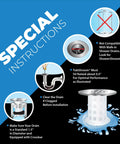 Chrome Tub Drain Hair Catcher 2 Pack For 1.5 To 1.75 Inch Tub And Shower Drains Quick Install instructions diagram
