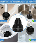 Heavy Duty Toilet Plunger And High Pressure Drain Gun With Pipe Auger Set To Kick Stubborn Clogs Fast In a wash basin and toilet.