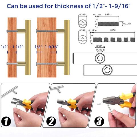 Brushed Brass Cabinet Pulls Set 60 Pack 5 Inch Stainless Steel Kitchen Drawer Handles installation diagram and tools