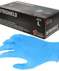 Tough As Nails Heavy Duty Nitrile Disposable Work Gloves Powder Free Latex Free With Reinforced Rolled Cuff Blue X Large 4 Mil Thick Industrial Grade Chemical Resistant Grip Pack Of 100, blue nitrile glove.