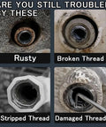 Image showing rusty, broken, stripped, and damaged threads in pipes.