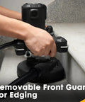 Person using 7 Inch Concrete Grinder With Low Vibration Handle, 2000W High Torque Motor, 6 Speed Controller edging stairs.