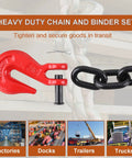 Heavy Duty G80 Grade Transport Binder Chain 3/8 Inch By 20 Feet With Clevis Grab Hooks and black chain detail.