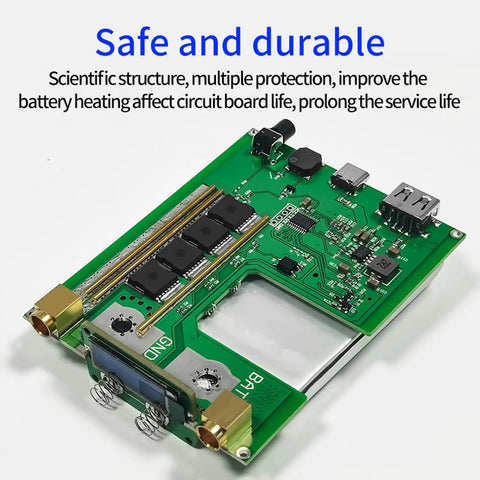 Beast 5500W Spot Welder Kit PCB board with circuit elements and connectors for battery heating and lifespan improvement.