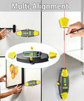 3-in-1 Magnetic Stud Finder with Laser, wall scanner positioned on wall; features detachable modules for accurate alignment.