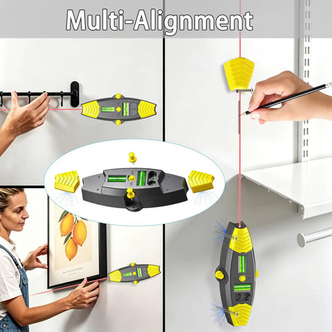 3-in-1 Magnetic Stud Finder with Laser, wall scanner positioned on wall; features detachable modules for accurate alignment.