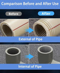 4 In 1 PVC Pipe Threader For Internal And External Threads Taps One Half Three Quarter And One Inch PVC Pipes Drill Compatible Tool For Quick Plumbing Fixes No Switch Heads Ideal For DIY Home Pros. Before-and-after PVC pipe threading for external and internal threads