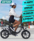 S4 16 Inch Folding Electric Bike For Adults And Teens With 350W Brushless Motor Peak 500W, woman riding black folding e-bike