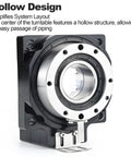 Slick Hollow Rotary Actuator Featuring Tight Precision Gearing And Minimal Backlash For Smooth Factory Automation And Stepper Motor Hookups Plus Easy Customizable Mounting Flexibility, showing hollow design with central passage.