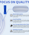 Close-up of 3-Piece 71 Inch Vacuum Suction Hose Set with focus on quality, showing durable and flexible transparent hose features.