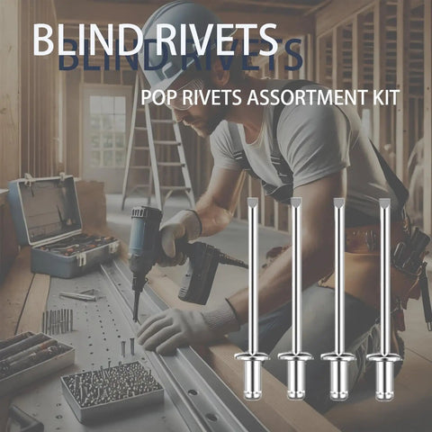 Bulk 1000 Piece Aluminum Blind Rivet Kit With Four Size Options, 1/8 Inch Pop Rivets In 1/4, 5/16, 3/8, And 5/8 Inches