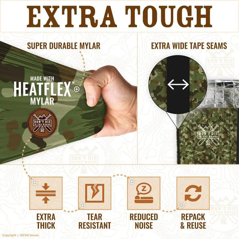 Emergency Sleeping Bag With Hood For Cold Weather Survival Dope Extra Thick Thermal Mylar Blanket showing durability features