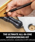 Close-up of 5 Piece Spring Loaded Woodworking Kit No Hammer Needed With Nail Starters showing precise entry point tool use.
