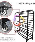 Dang Sturdy Heavy Duty Vinyl Roll Storage Rack, close-up of 360° rotating wheels with lockable feature.