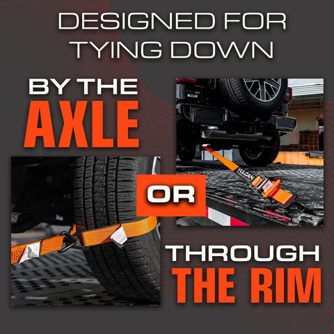 Rough And Ready Heavy Duty Car Tie Down Axle Straps With Full Body Cordura Wear Pads For Hog Tying Heavy Loads Securely 2 Inch X 36 Inch Four Pack Rated 3300 Pounds Swl