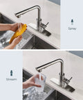 Sleek Pull Down Kitchen Faucet With Single Handle Brushed Nickel Finish Solid 304 Stainless Steel Lead Free Ceramic Cartridge in use.