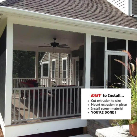 Installed Aluminum Track Porch Screen Kit For DIY Screened In Porch And Patio Upgrade with 94 Inch Extruded Track