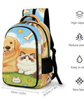 Sunny Grass Pet Duo Printed Unisex Backpack Large Capacity With Durable Polyester, dog and cat print, 12.6 x 7.3 x 16.5 in