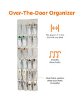 Hassle Free Over The Door Hanging Shoe Organizer Featuring Twenty Four Breathable Mesh Pockets For Sneakers Fresh Kicks And Sandals, includes three hooks.