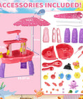 Three Tier Auto Water Absorbing Water Table For Toddlers Aged 3 To 5 Tot Friendly With Pump And Adjustable Umbrella Sun Shade Pink 