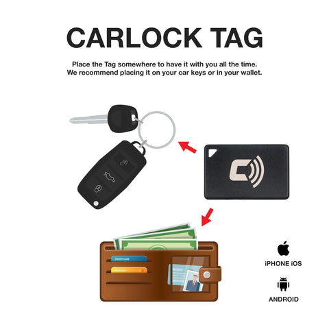 Proximity Security Tag 2.0 Bluetooth Add On For CarLock System That Powers Up Proximity Alerts Based On How Close You Are Energy Saving Auto Security Long Lasting Battery Up To 1 Year Requires CarLock Main Unit Not Standalone on key ring and wallet