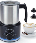 4 In 1 Milk Frother And Steamer 500ml Stainless Steel Electric Foam Maker With Hot Thick Foam Hot Thin Foam Hot Milk Or Cold Foam Barista Grade At Home For Lattes And Cappuccinos Easy Dial Controls And LED Indicators, with whisk attachments