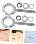 Beefy Heavy Duty M10x60 Stainless Steel Eye Bolt With Shoulder For Mounting Built To Absorb Vibration Anti Loosening Nut Ideal For Drywall Anchors And Machinery Mounts Rugged Steel Hardware, with washer and nut