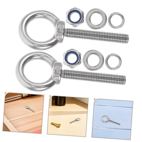 Beefy Heavy Duty M10x60 Stainless Steel Eye Bolt With Shoulder For Mounting Built To Absorb Vibration Anti Loosening Nut Ideal For Drywall Anchors And Machinery Mounts Rugged Steel Hardware, with washer and nut