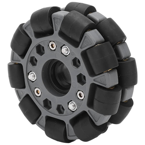 100mm double plastic omni-directional robot wheel with rubber rollers and gray hub