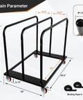 Heavy Duty Steel Panel Cart For Drywall And Lumber, 1800 Lbs Capacity With 5 Inch PU Swivel Wheels frame design and dimensions