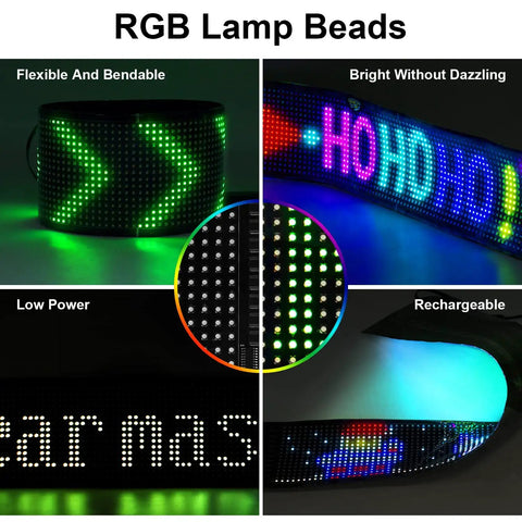 Programmable LED Sign With Flexible Matrix Panel USB 5V Powered App Control display with vibrant RGB patterns