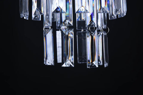Close-up of polycarbonate crystals on Modern Faux Crystal Chandelier Pendant Light Fixture With Lightweight Polycarbonate Crystals