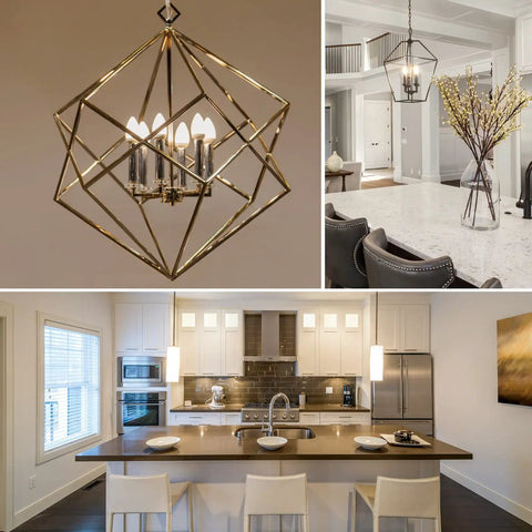 16 Pack Candelabra LED Light Bulbs That Deliver 100 Watt Shine in modern chandelier over dining and kitchen spaces