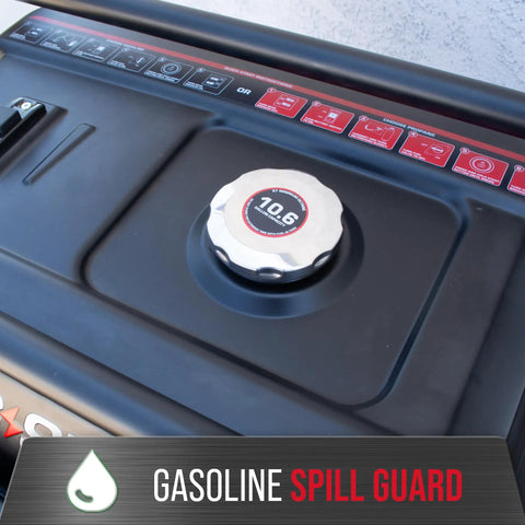 Close-up of 14,000 Watt Dual Fuel Portable Inverter Generator With Remote Electric Start Gas Or Propane Delivers Clean Inverter Power