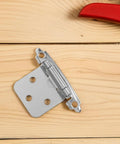 Spring Loaded Self Closing Cabinet Hinges Heavy Duty Iron Beefy 4 Pack on wood surface