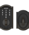 Camelot Touch Deadbolt With Keyless Entry Quick Setup With 2 Pre Programmed Codes And Room For Up To 19 Codes Aged Bronze Finish