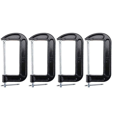 Heavy Duty 4 Pack 6 Inch C Clamp Set With 6 Inch Jaw Opening And 2 And 5 Eighths Inch Throat For Woodworking Welding And Building Projects Rust Res