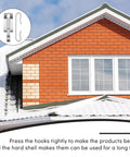 House roof with snow and inset of 48 Pack Gutter Light Clips And Spacers For 1.8 Inch Heat Cable Deicing Roof Gutter Christmas Lights Hooks Outdoor Decor Kit Pro Grade Outdoor Use Weather Resistant Easy Clip And Spacer System For Holiday Lighting.