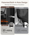 Comparison of assembly time between compost bin with built-in nuts and traditional method, highlighting faster setup for 43 Gallon Dual Chamber Compost Bin With Built In Nuts And Thermometer For Outdoor Rotating Composter Tumbler In The Garden And Backyard, Easy Assembly In Minutes, No Tools Needed, Bright Orange