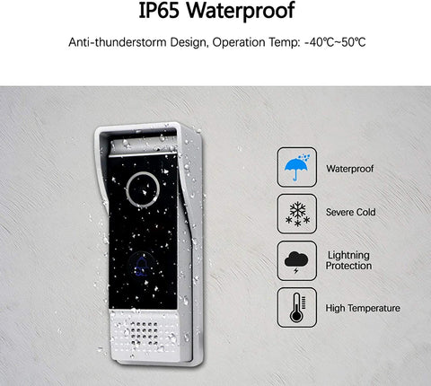 Smart Video Intercom System With 7 Inch WiFi Doorbell Monitor 1080P HD Camera Night Vision waterproof design with icons