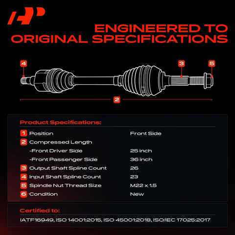 Front CV Axle Shaft Assembly Pair For Toyota Corolla 2003 2008 specifications and diagram