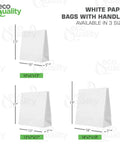 Image showing eco-friendly Large White Kraft Paper Bags With Handles 13x7x17 Inches 150 Pack Durable Reusable Eco Friendly Shopping.