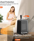 Portable Space Heater 800W 500W Energy Efficient Desk Heater For Indoor Use PTC Ceramic with auto shutoff and overheat protection