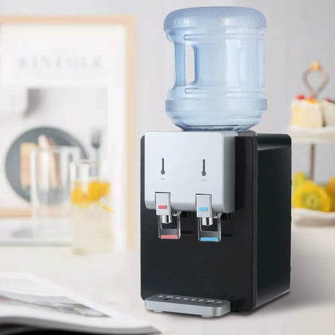 Desktop Water Cooler Dispenser With Hot And Cold Water Top Loading Child Safety Lock Modern Countertop Drinking Fountain for home