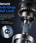 Pro Grade Pvc Pipe Threading Tool With 1 2 3 4 And 1 Inch Die Heads showing secure anti-drop ball lock mechanism for stable threading.