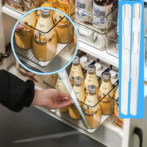 Six Piece Adhesive Cabinet Sliders With Heavy Duty Self Adhesive Tape For Pull Out Drawer Organizers And Storage Bins Easy Diy Install, showcasing smooth bin glides in use.
